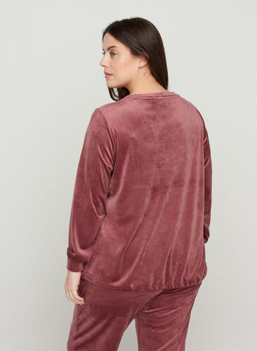 Langarm Velours-Bluse mit Bindedetail, Mesa Rose, Model image number 1