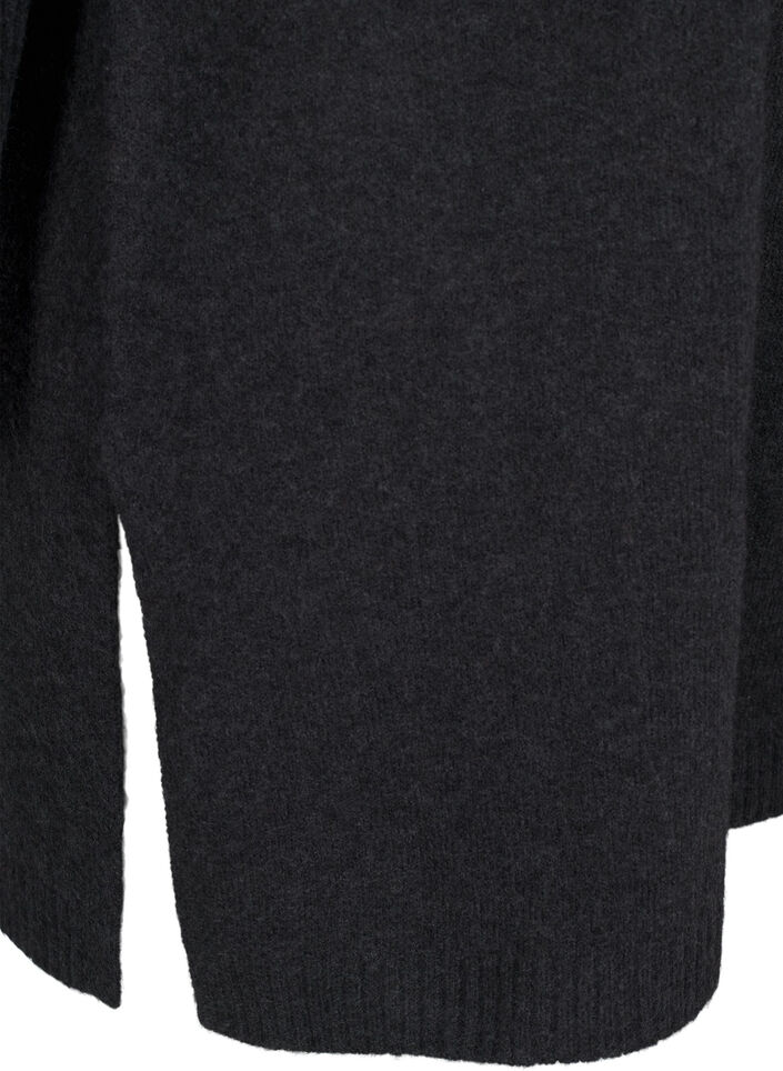 Lange Strickbluse mit langen Ärmeln, Dark Grey Melange, Packshot image number 3