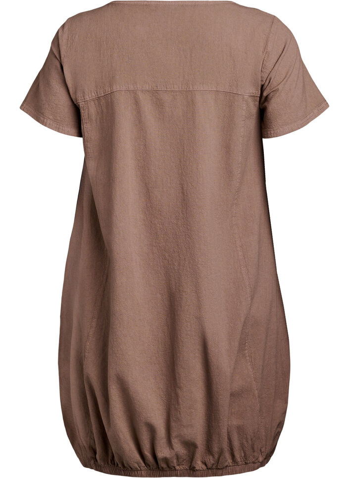Baumwollkleid mit kurzen &Auml;rmeln, Braun, Packshot image number 1