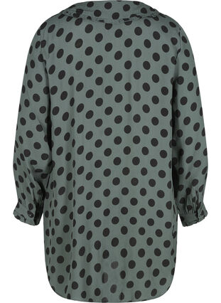 Lange Hemdbluse aus Viskose mit Punkten, Thyme Dot, Packshot image number 1