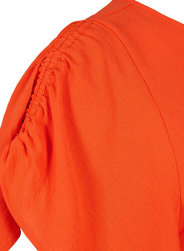 Kurzärmelige Bluse mit Falten, Orange.com, Packshot image number 3