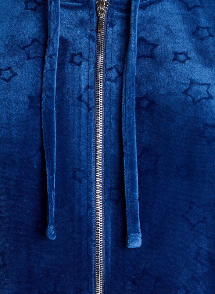 Cardigan aus Velours mit Kapuze und Taschen, Blau, Packshot image number 2