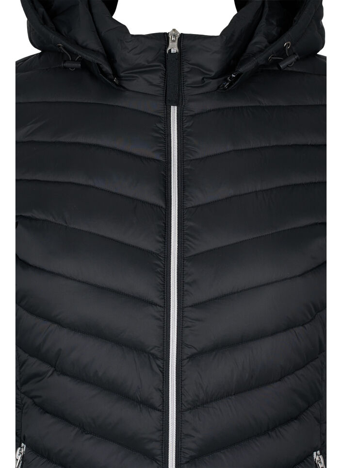 Leichte Jacke mit Taschen und abnehmbarer Kapuze, Schwarz, Packshot image number 2