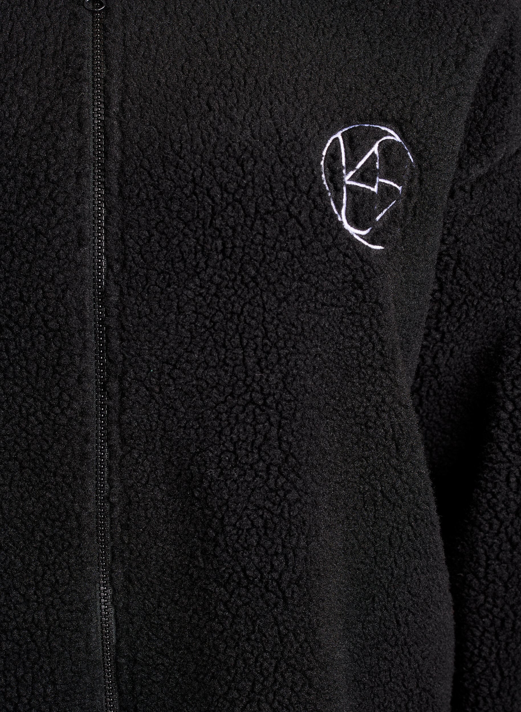 Zizzi Jacke aus Teddyfleece mit Streifendetails, Schwarz, Packshot image number 2