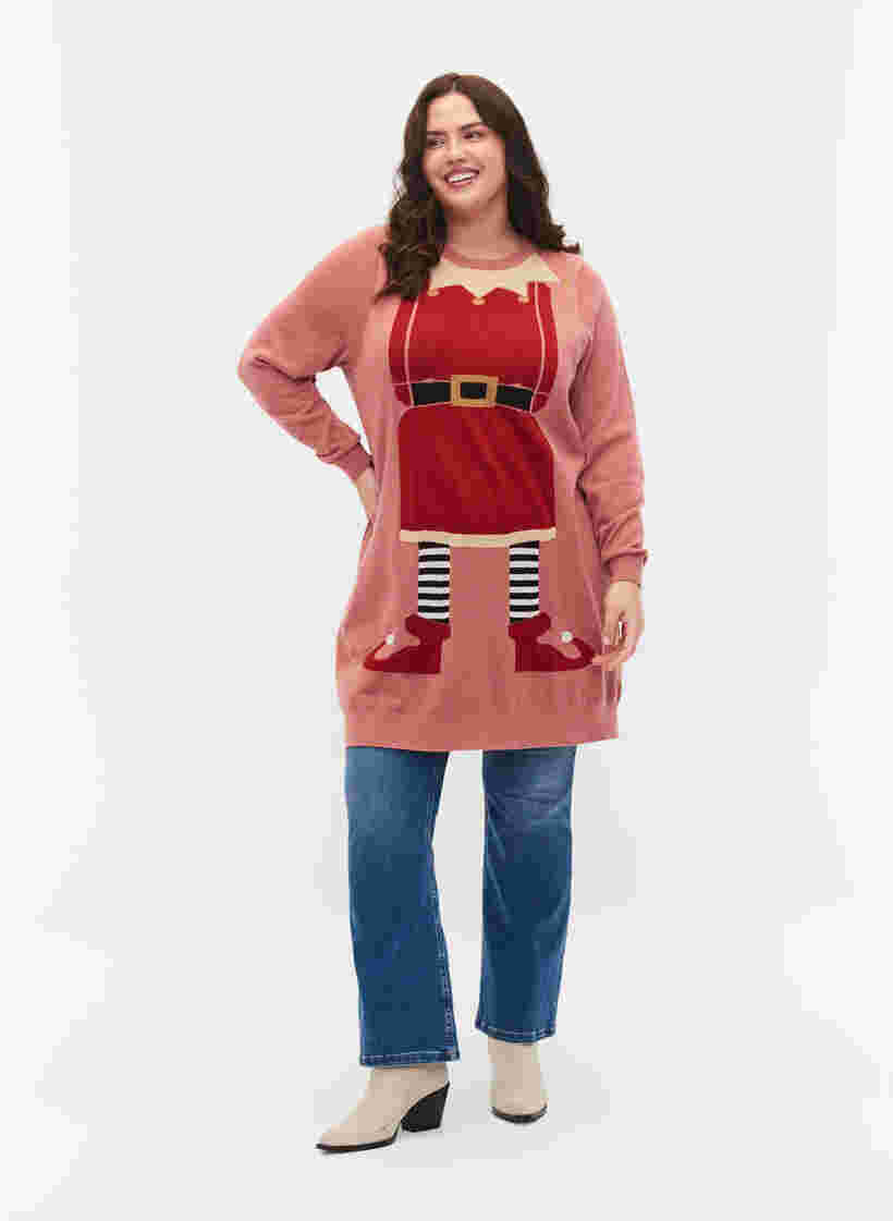 Langer Weihnachtspullover, Burlwood Comb, Model image number 0
