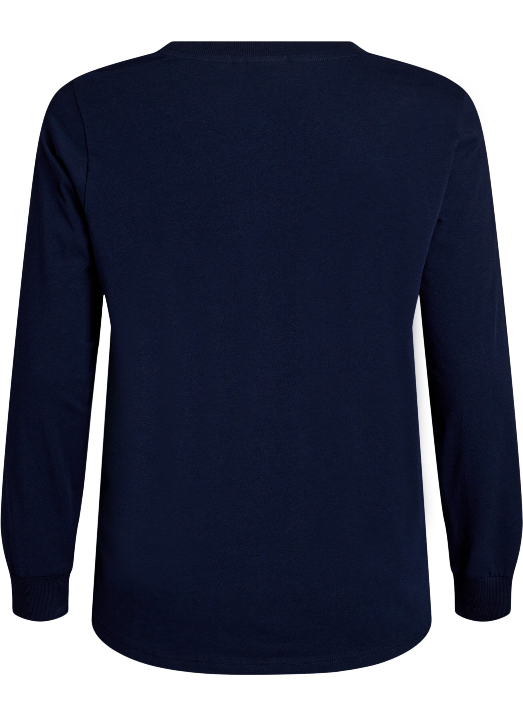 Zizzi Lang&auml;rmliges Pyjamaoberteil aus weichem Baumwolljersey, Blau, Packshot image number 1