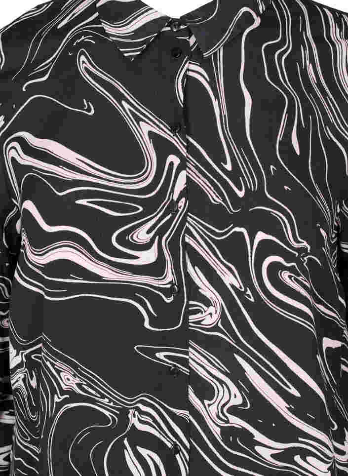 Hemdkleid aus Viskose mit Print, Black Swirl AOP, Packshot image number 2