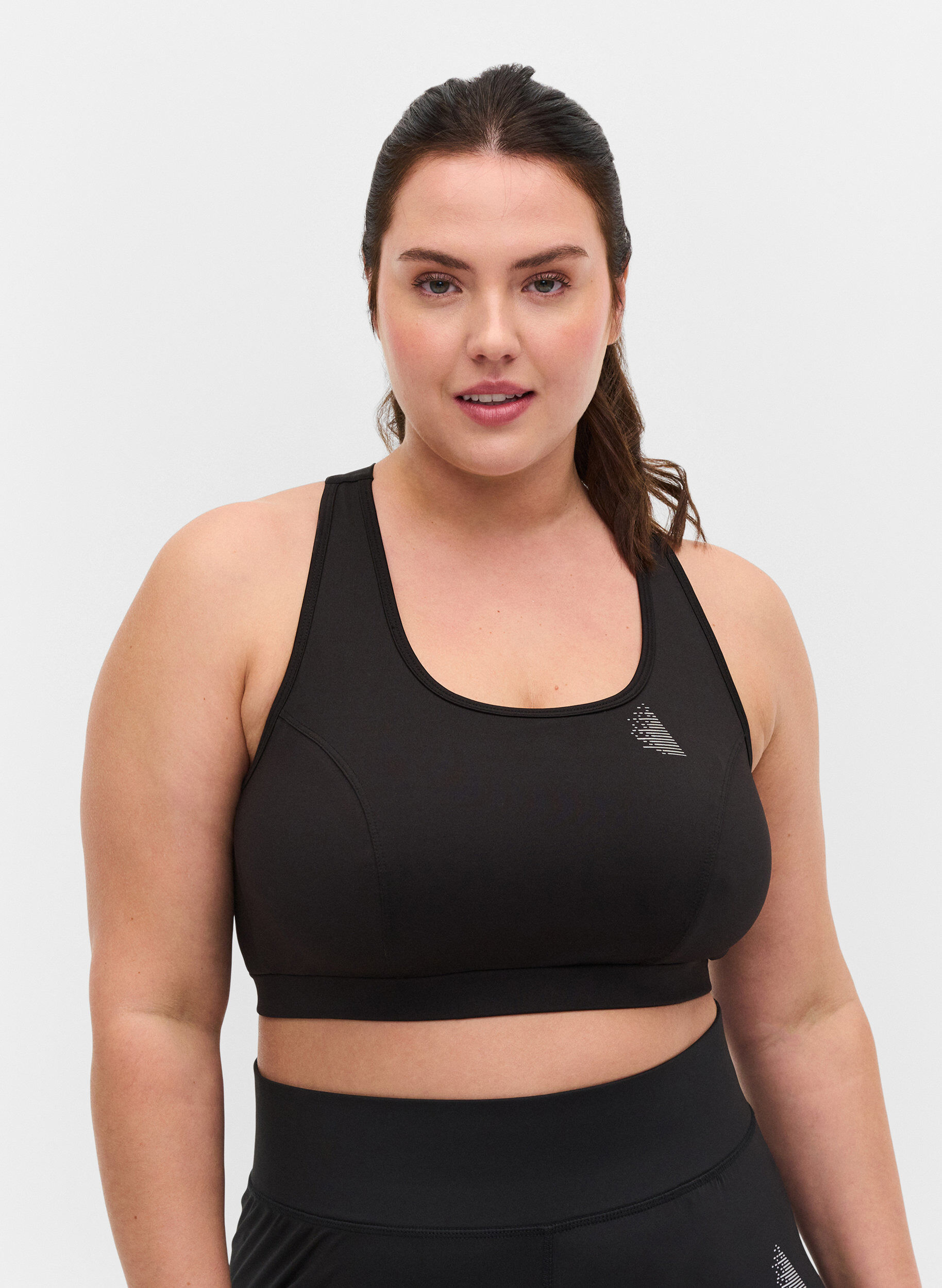 Zizzi Einfarbiges Sporttop mit Kreuzr&uuml;cken, Black, Model image number 0