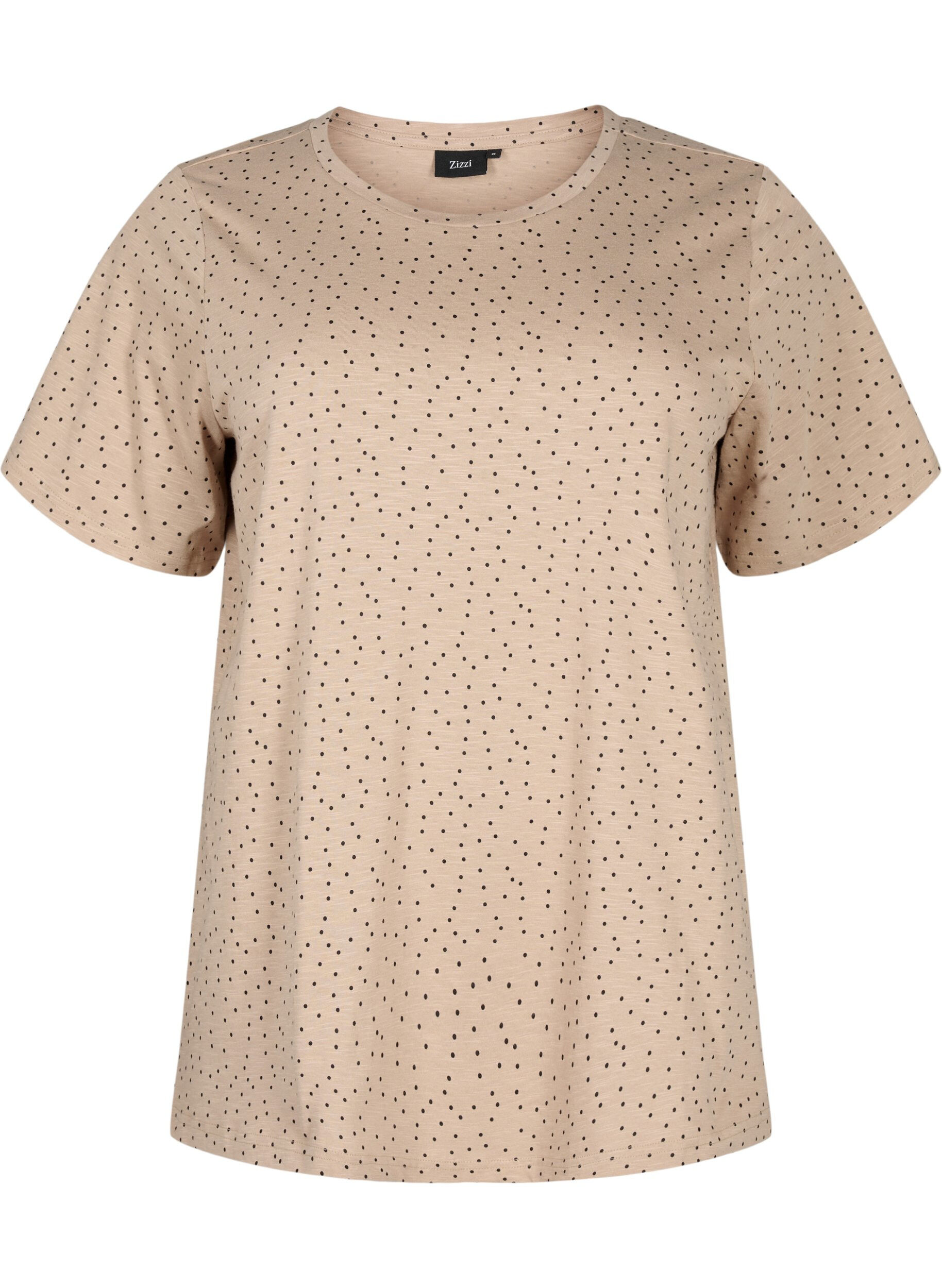 Zizzi T-Shirt aus Bio-Baumwolle mit Punktmuster	, Beige, Packshot image number 0