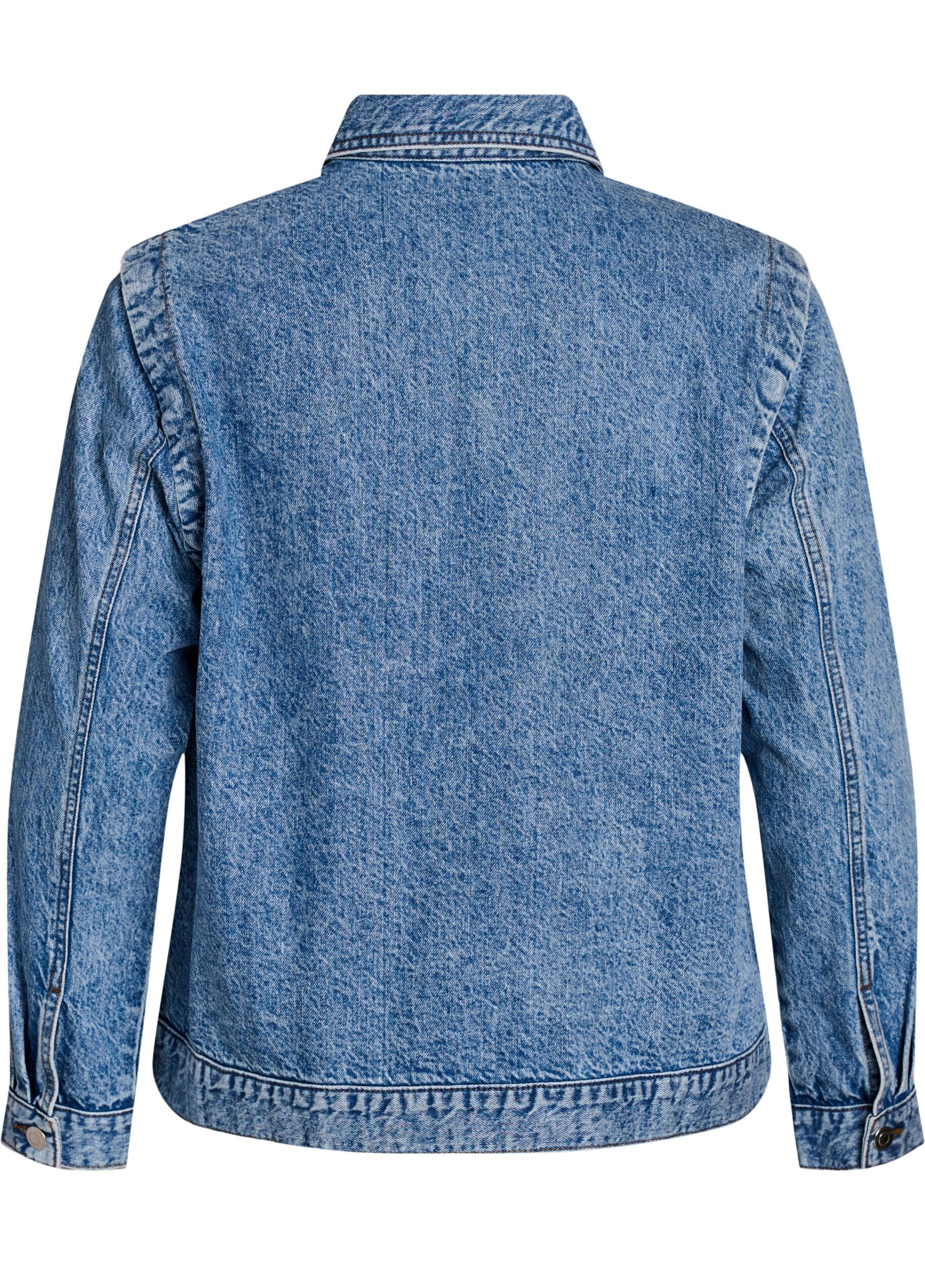Zizzi Jeansjacke mit abnehmbaren &Auml;rmeln, Blau, Packshot image number 1