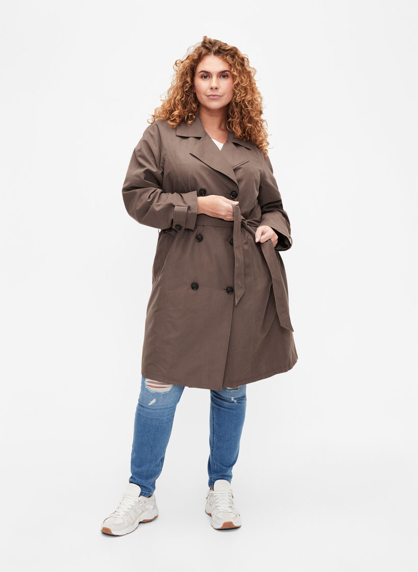 Trenchcoat mit Gürtel und Schlitz, Chocolate Chip, Model image number 2