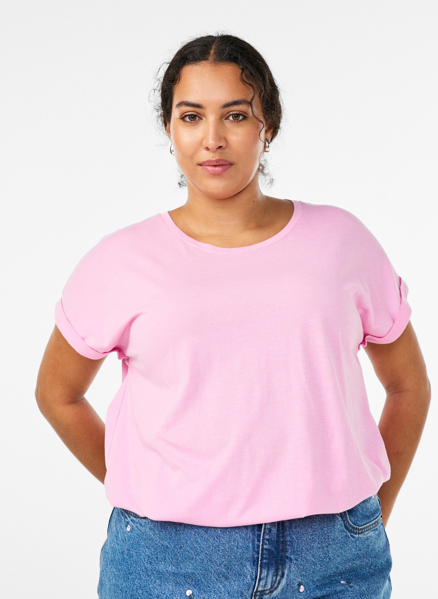 Zizzi 2er-Pack kurz&auml;rmlige T-Shirts, Pink, Model image number 0