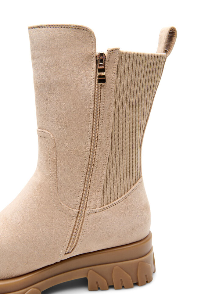 Extra-Weite – Grober Stiefel aus Wildlederimitat, Beige, Packshot image number 2