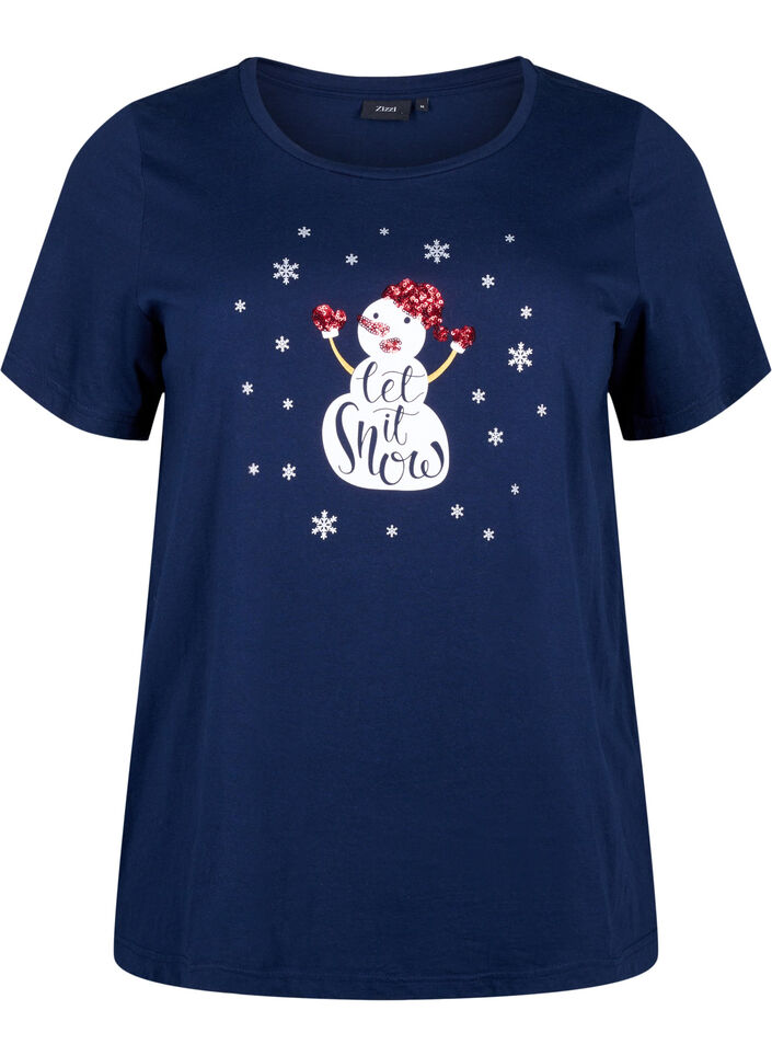 Weihnachtliche T-Shirts aus 100% Baumwolle, Navy B. w. LetItSnow, Packshot image number 0