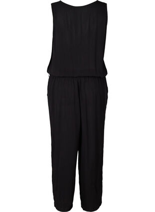 Jumpsuit aus Viskose mit Bindeband und V-Ausschnitt, Black, Packshot image number 1