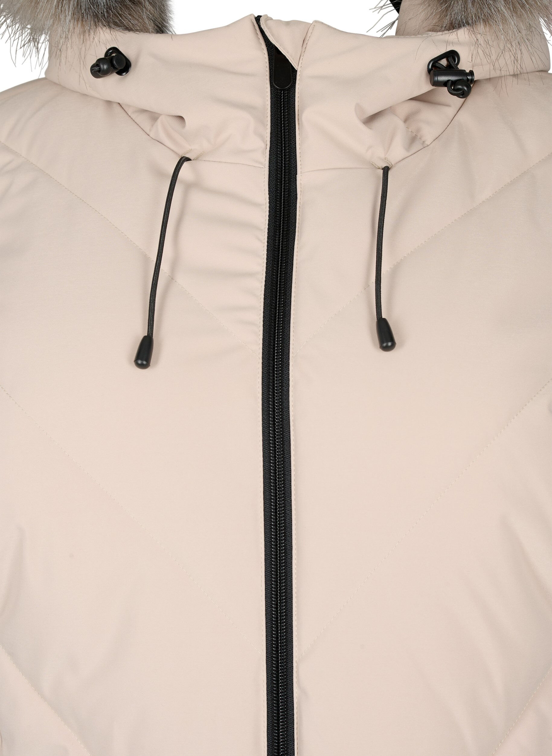 ZizziLanger Wintermantel mit Hakenverschl&uuml;ssen und Kunstfellkragen, Beige, Packshot image number 2