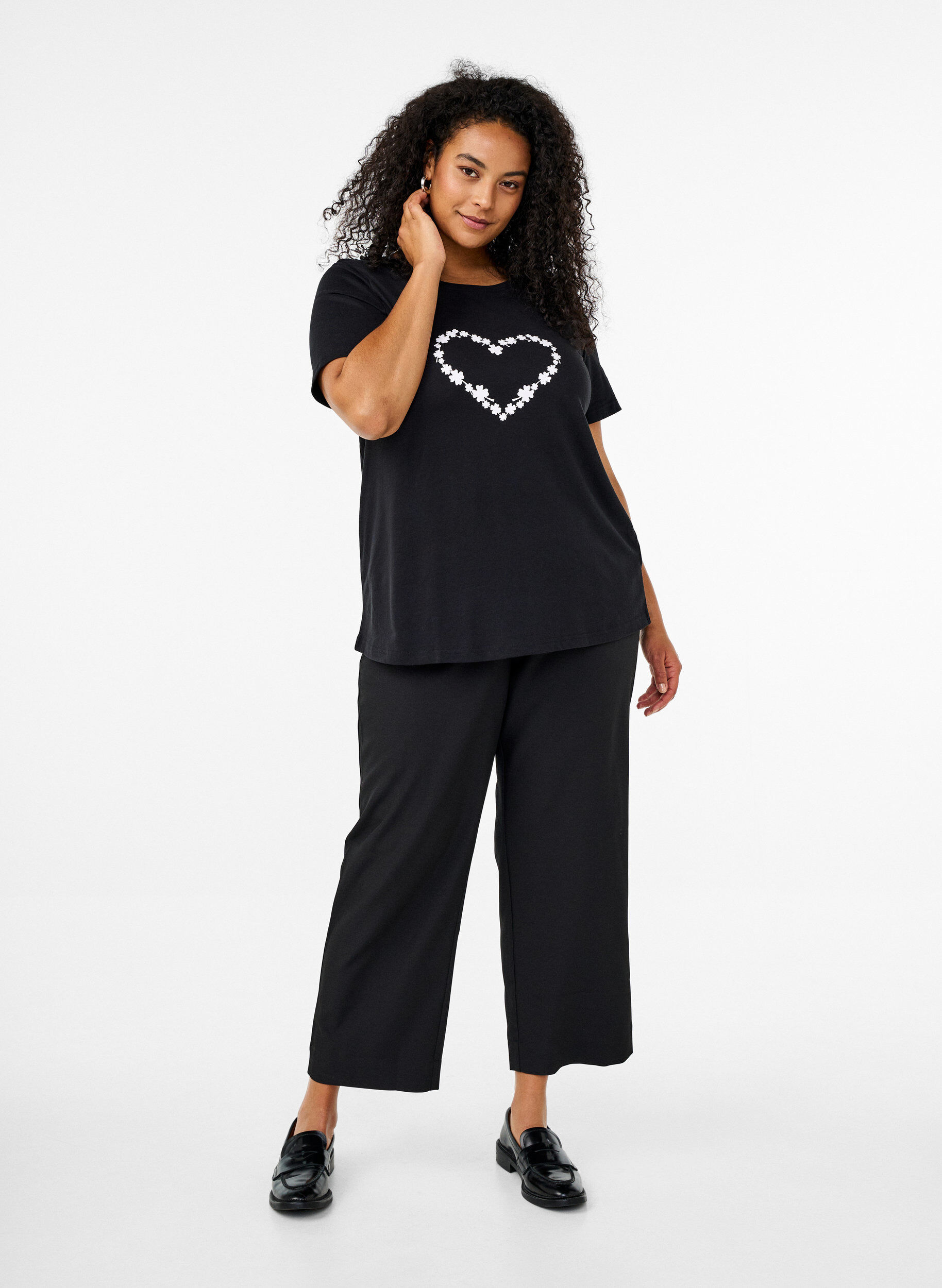 Zizzi FLASH - T-Shirt mit Print, Schwarz, Model image number 1