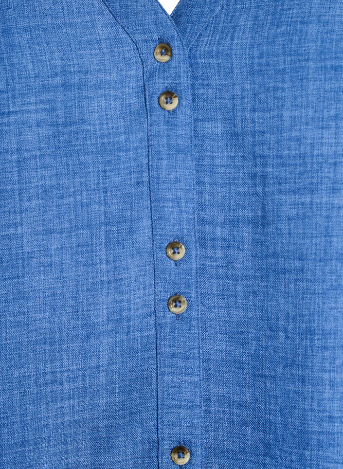 Hemdbluse mit V-Ausschnitt und kurzen &Auml;rmeln, Blau, Packshot image number 2