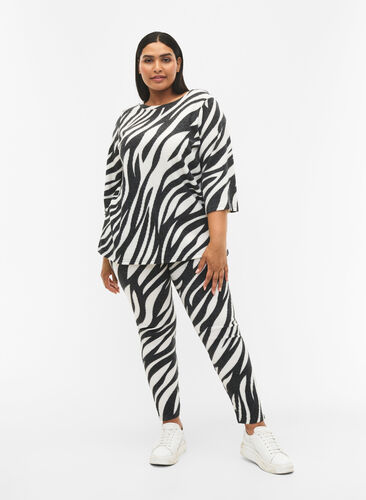 Leggings mit Zebra-Print, White Zebra, Model image number 0