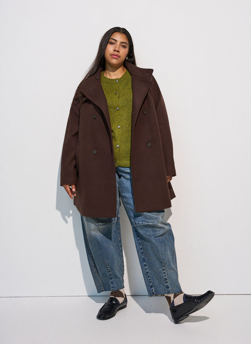 Kurzmantel in A-Linie, Braun, Model image number 1