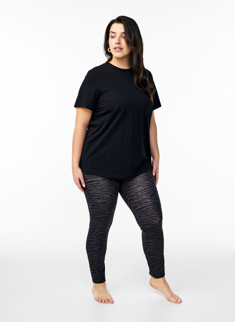 Viskose Leggings mit Druck, Schwarz, Model image number 1