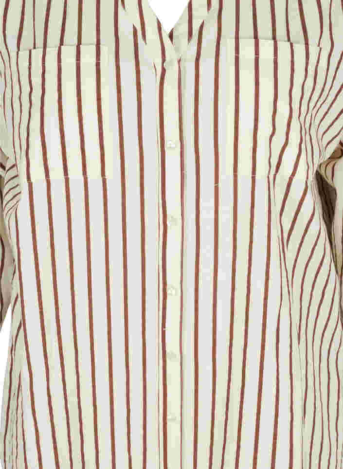 Lange Hemdbluse aus Baumwolle mit Streifen und V-Ausschnitt, Stripe, Packshot image number 2