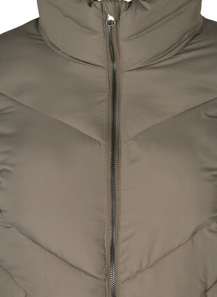 Lange Jacke mit hohem Hals, Army Grey as sample, Packshot image number 2