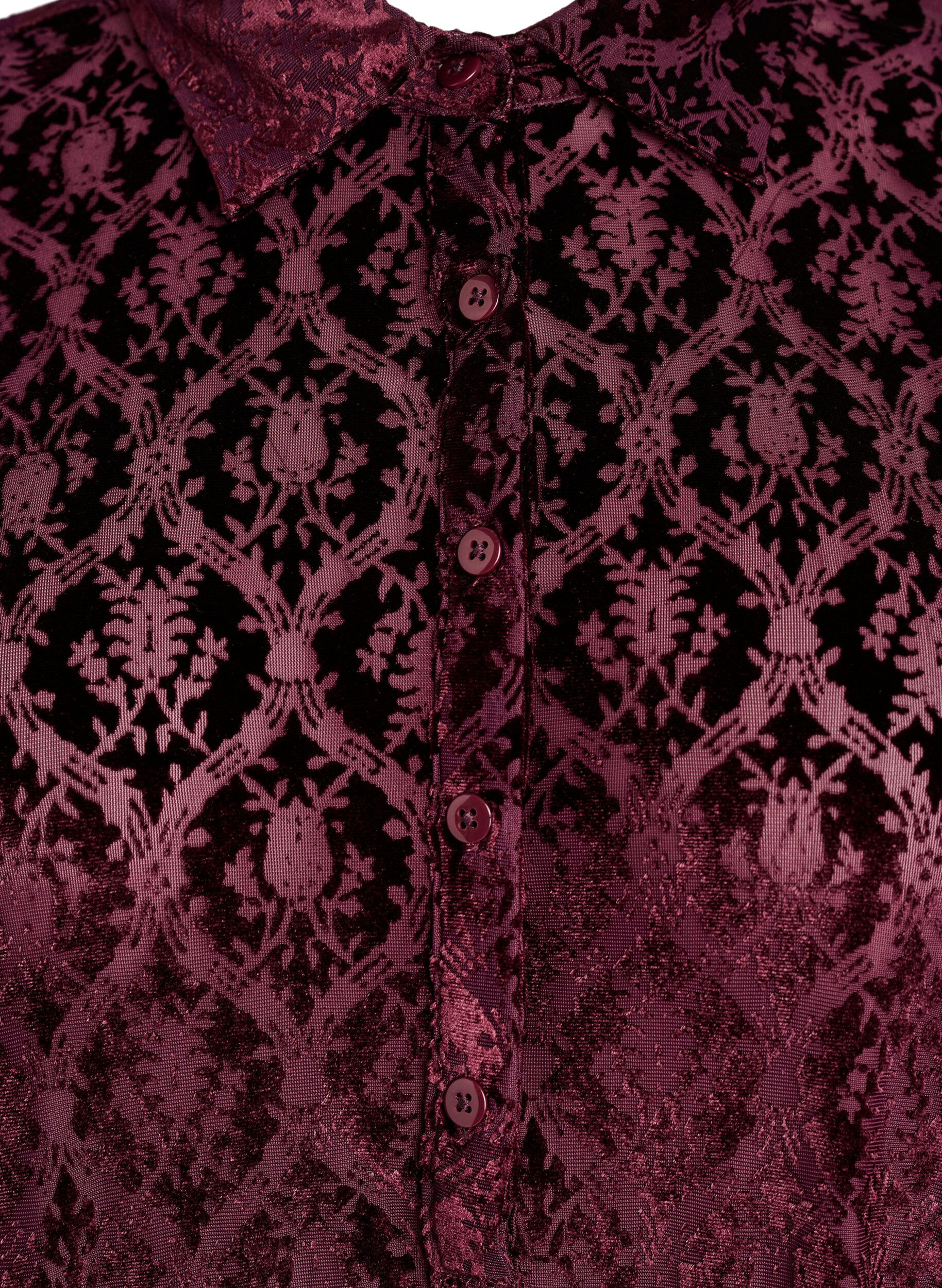 Zizzi Kurzes Kleid mit Veloursmuster, Rot, Packshot image number 2