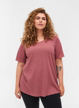 Kurzarm T-Shirt aus Rippqualität, Apple Butter, Model image number 0