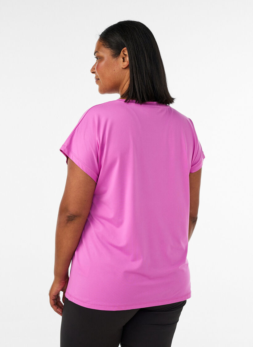 Einfarbiges Trainings-T-Shirt, Lila, Model image number 2