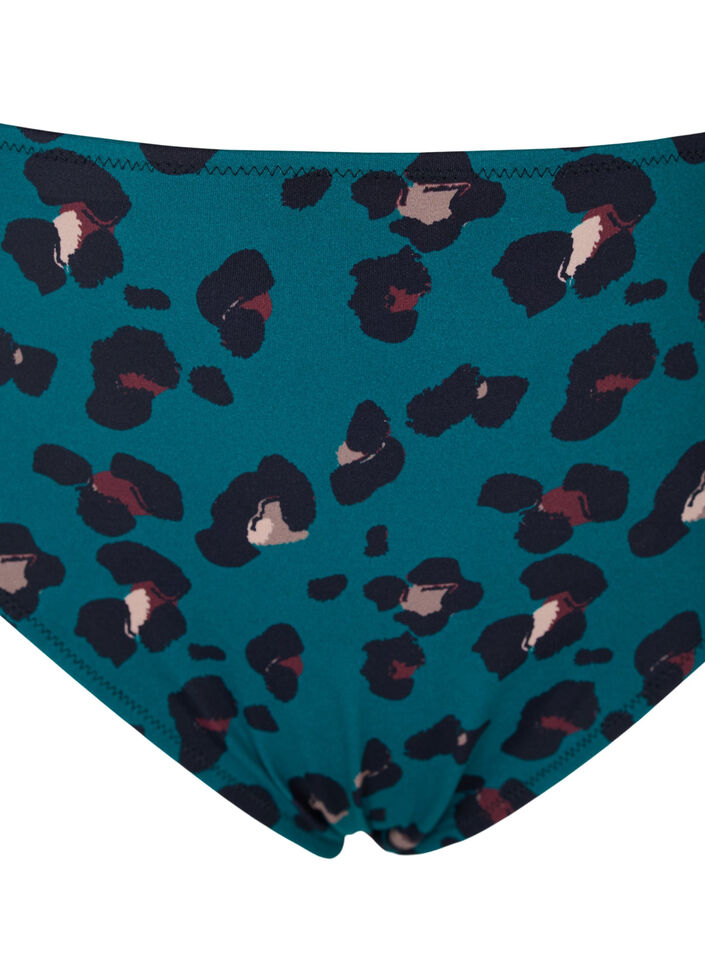 Hochtaillierte Bikinihose, Teal Leopard, Packshot image number 2