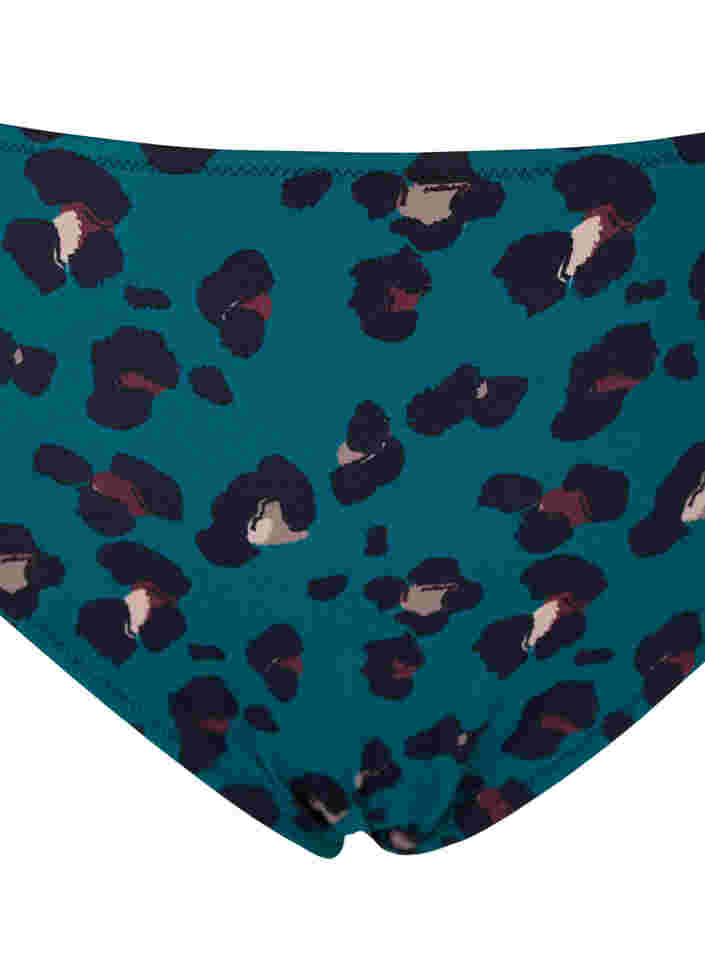 Hochtaillierte Bikinihose, Teal Leopard, Packshot image number 2