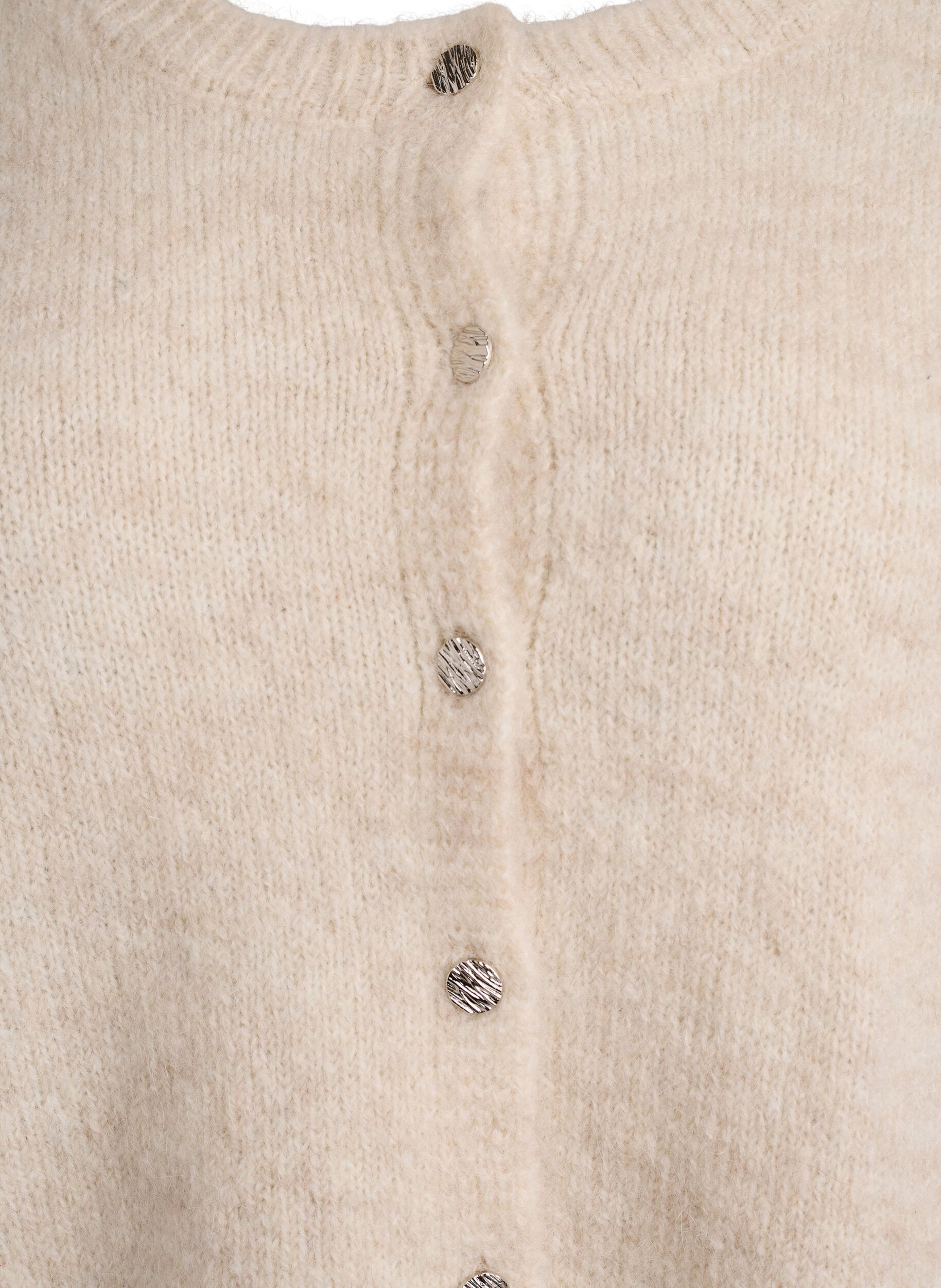 Zizzi Cardigan aus Wolle und Alpaka mit Zierkn&ouml;pfen, Beige, Packshot image number 2