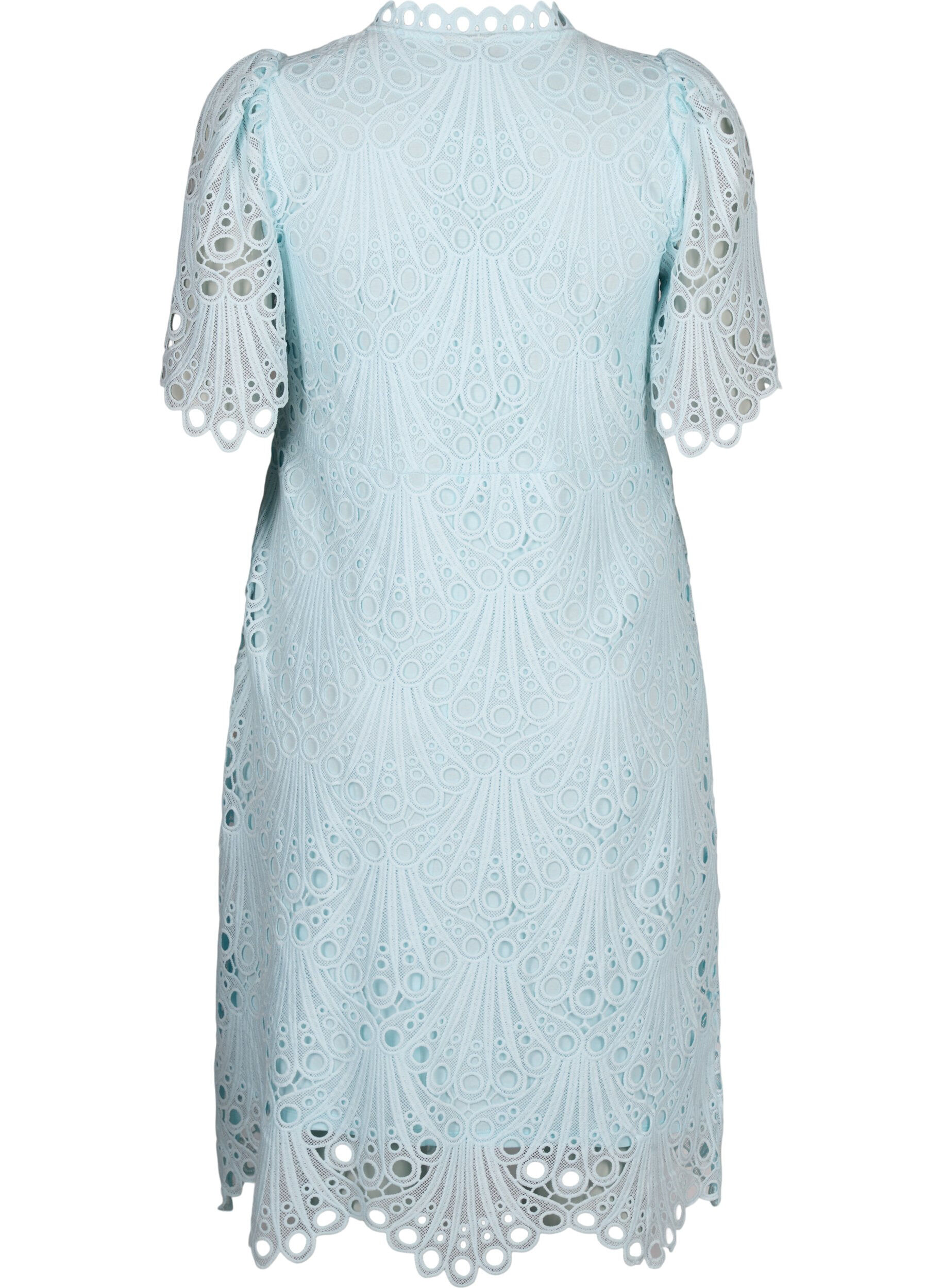 Zizzi H&auml;kelkleid mit kurzen &Auml;rmeln, Delicate Blue, Packshot image number 1