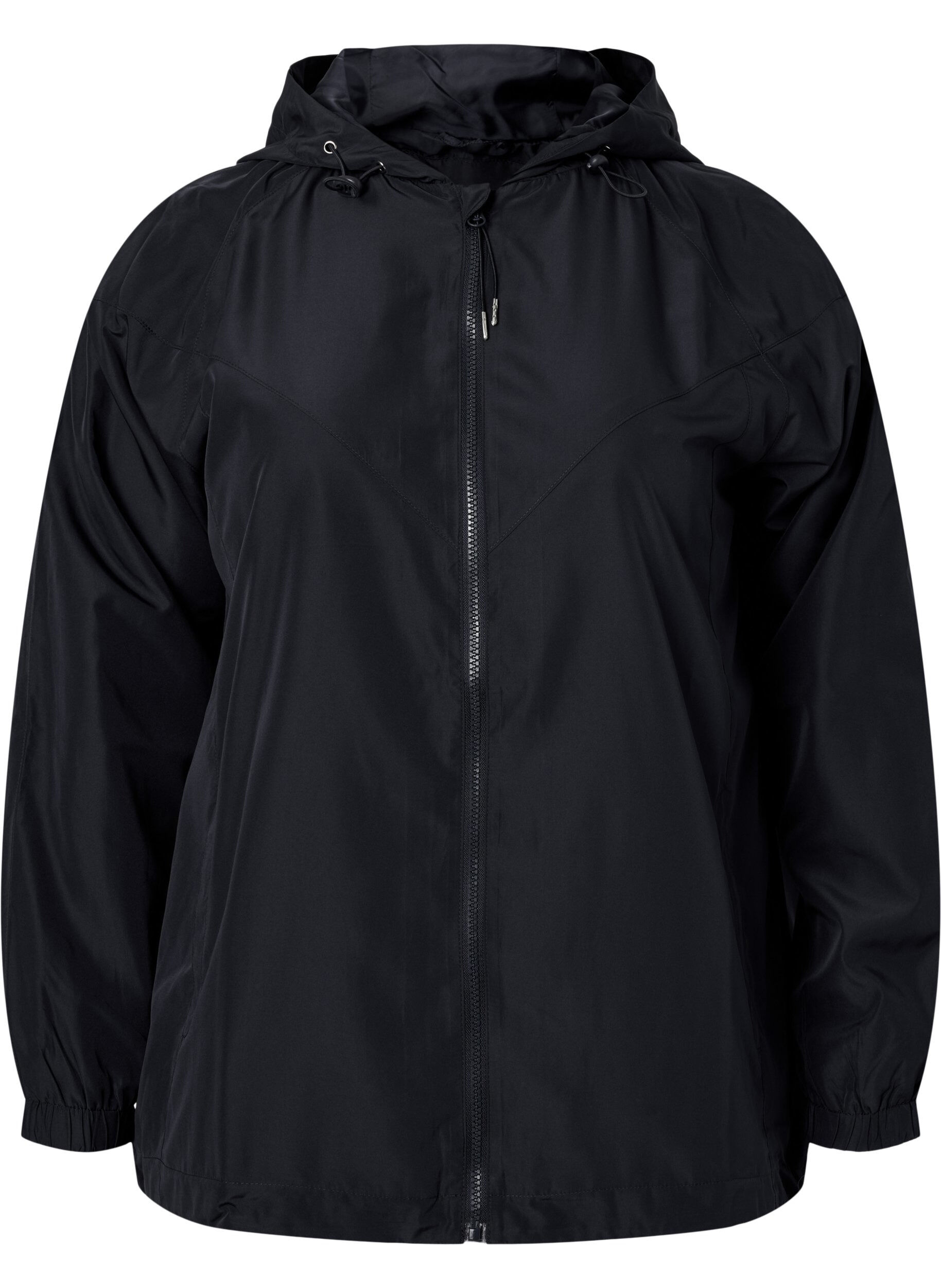 Zizzi Kurze Jacke mit Kapuze und verstellbarer Saum, Black, Packshot image number 0