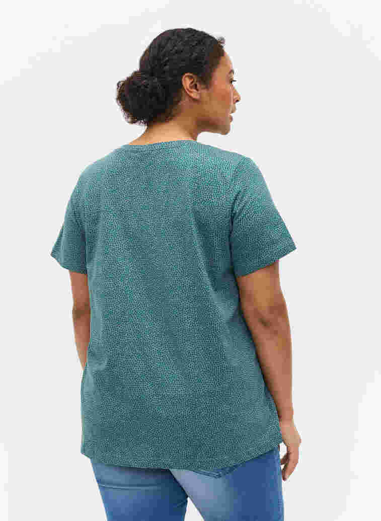 Bedrucktes T-Shirt aus Baumwolle, Balsam Green DOT, Model image number 1