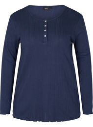 Langärmeliges Pyjama-Oberteil aus 100% Baumwolle, Navy Blazer, Packshot