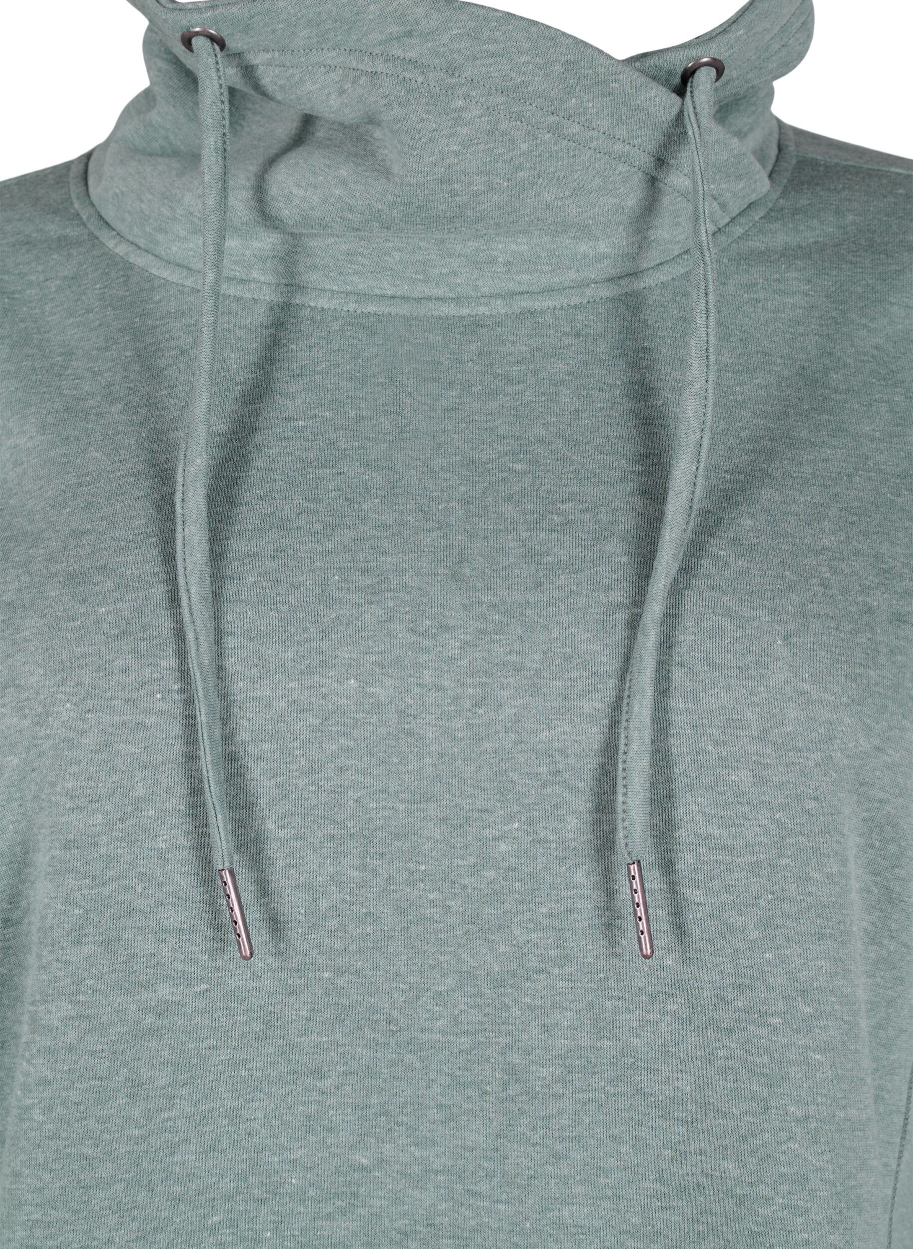 Zizzi FLASH - Sweatshirt mit Stehkragen, Balsam Green Melange, Packshot image number 2