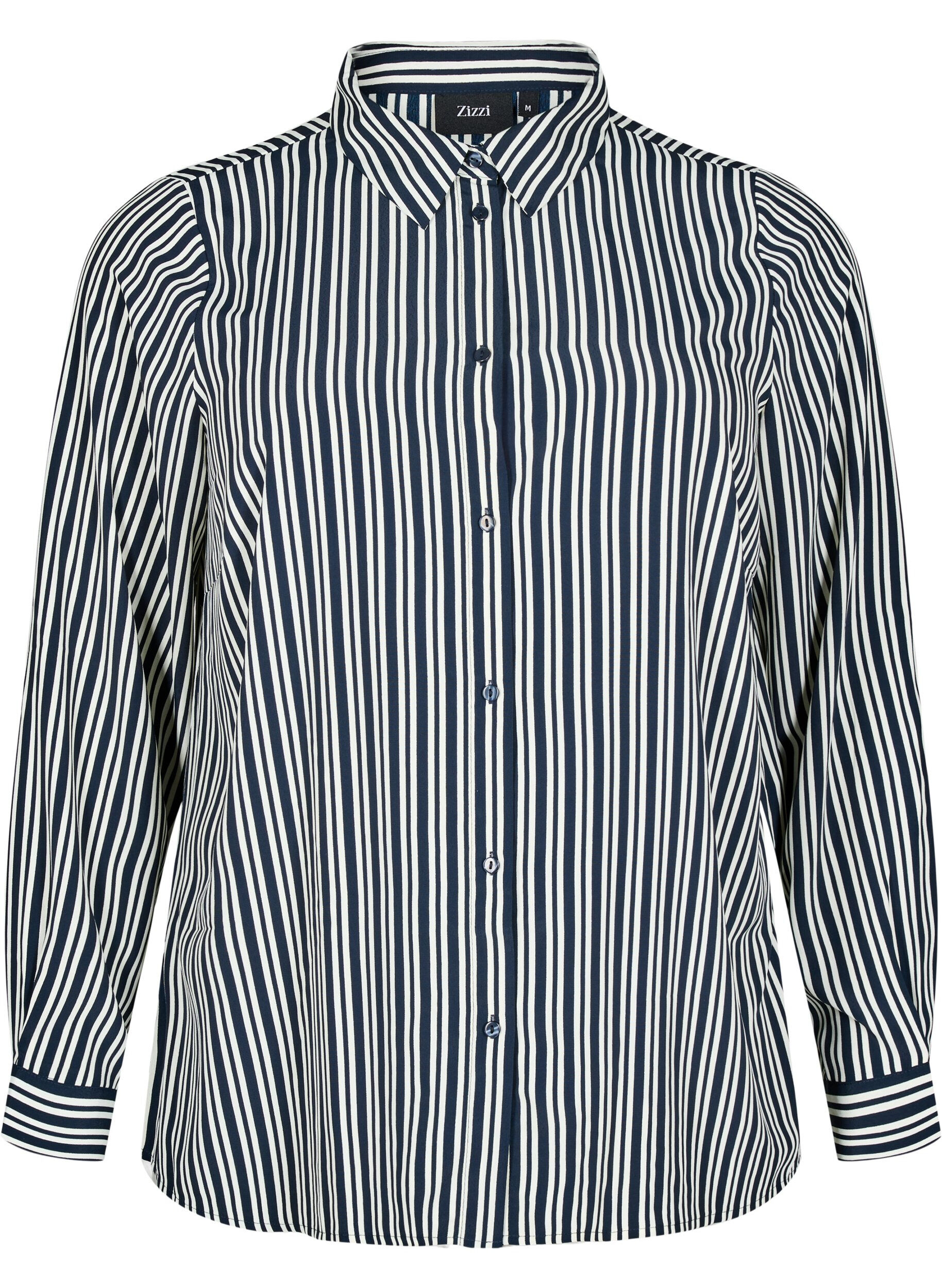 Zizzi Gestreiftes Hemd, Blau, Packshot image number 0
