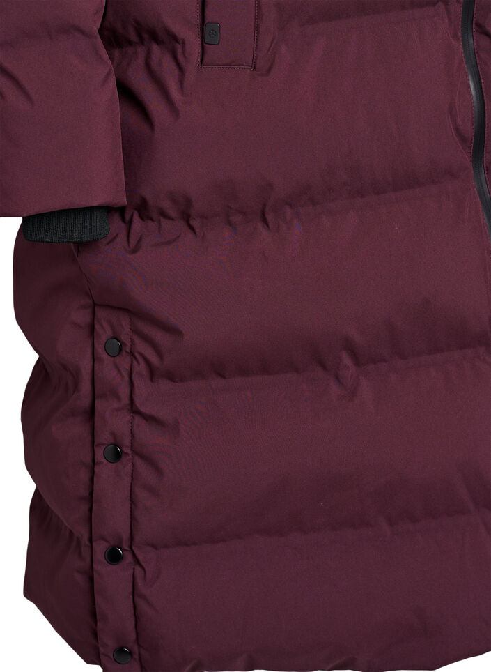 Langer Winter-Steppmantel mit Kapuze, Dunkles Bordeaux, Packshot image number 3
