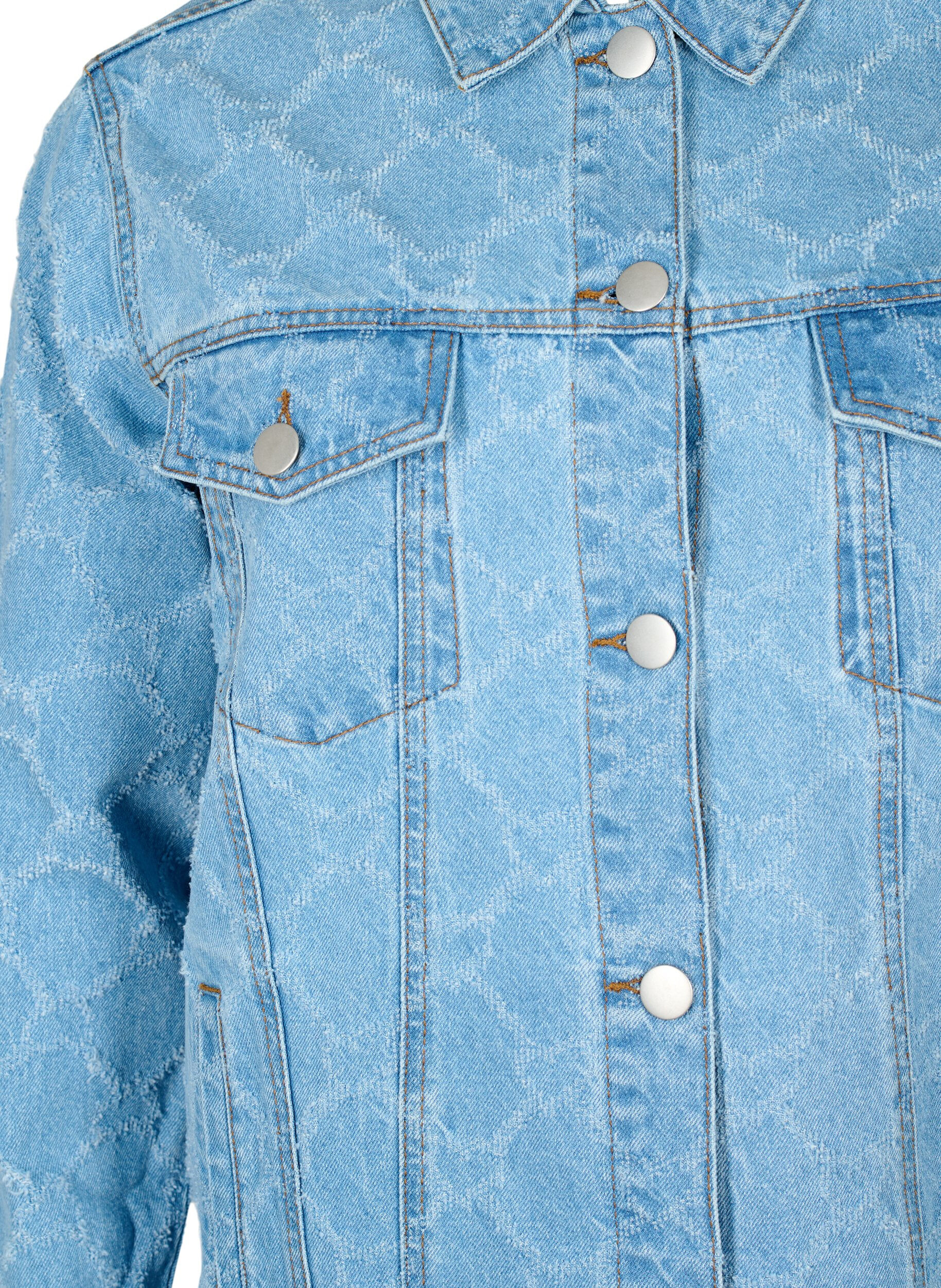 Zizzi Denim-Jacke mit Destroyed-Muster, Blue denim, Packshot image number 2