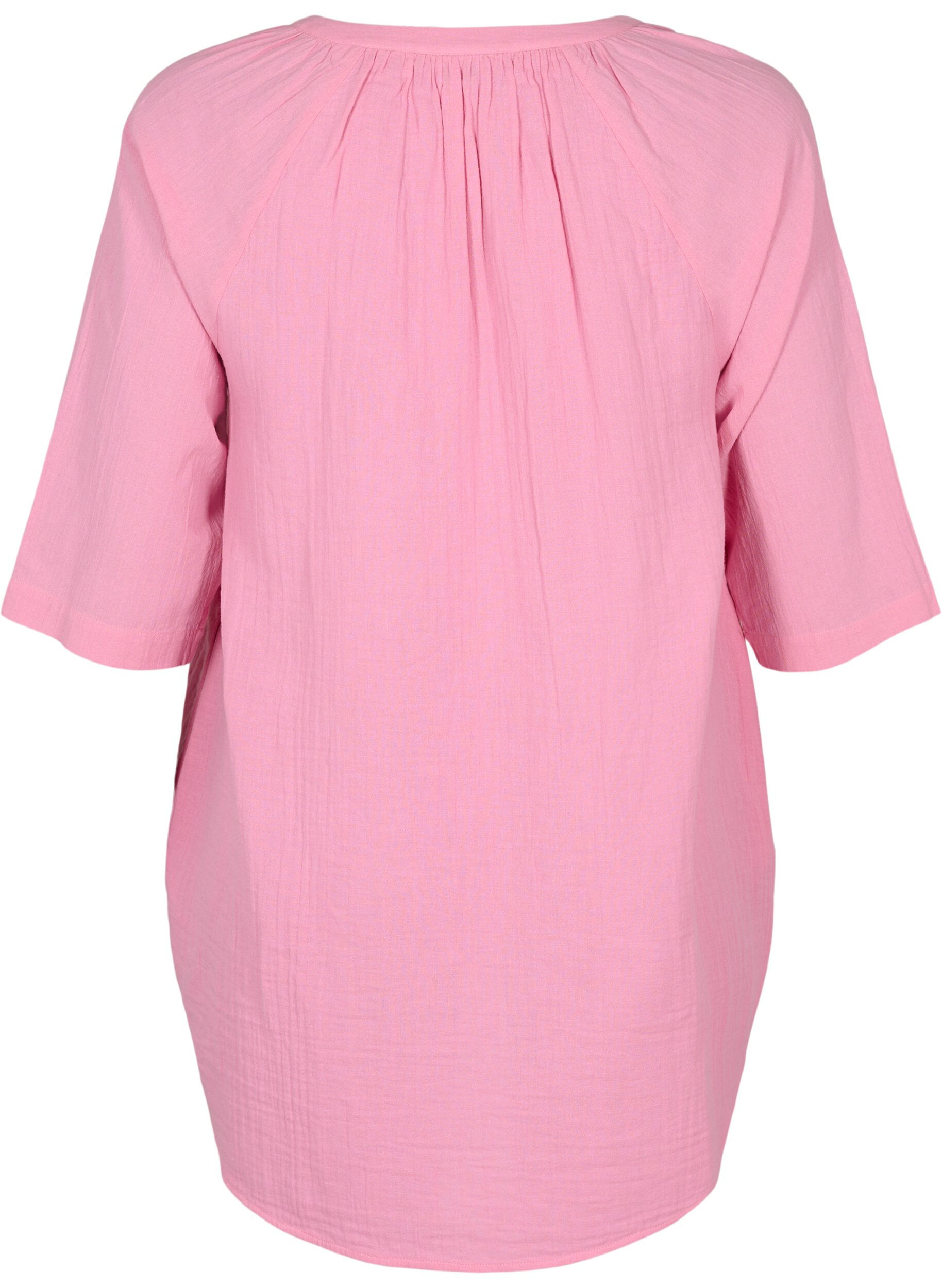 Zizzi Tunika mit 3/4-&Auml;rmeln aus Baumwolle, Rosebloom, Packshot image number 1
