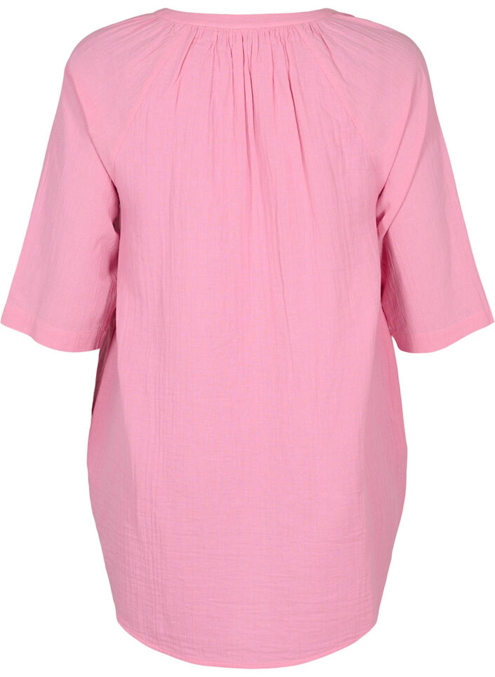 Tunika mit 3/4-Ärmeln aus Baumwolle, Rosebloom, Packshot image number 1