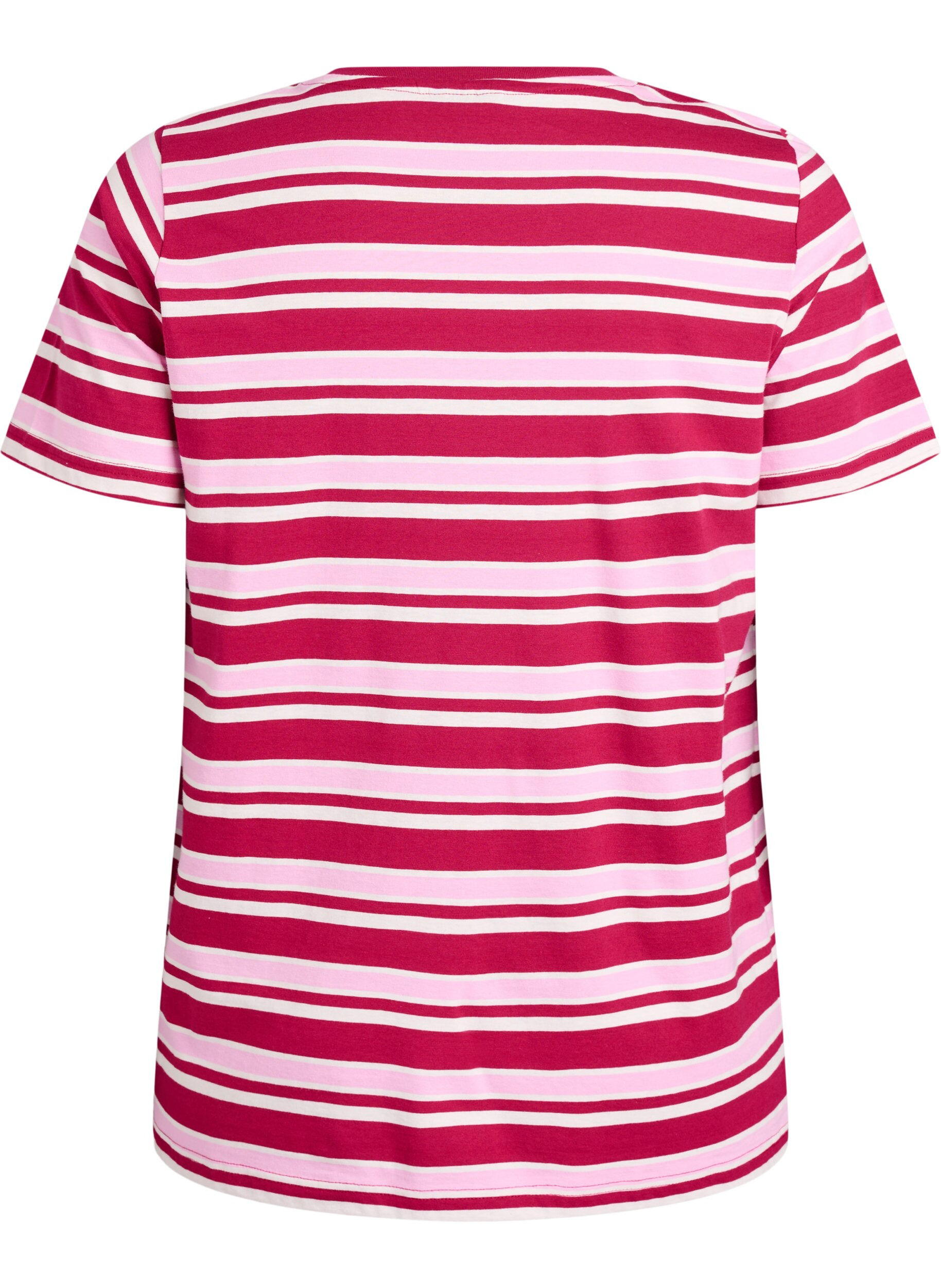 Zizzi T-Shirt aus Baumwolle mit Streifen, Rot, Packshot image number 1