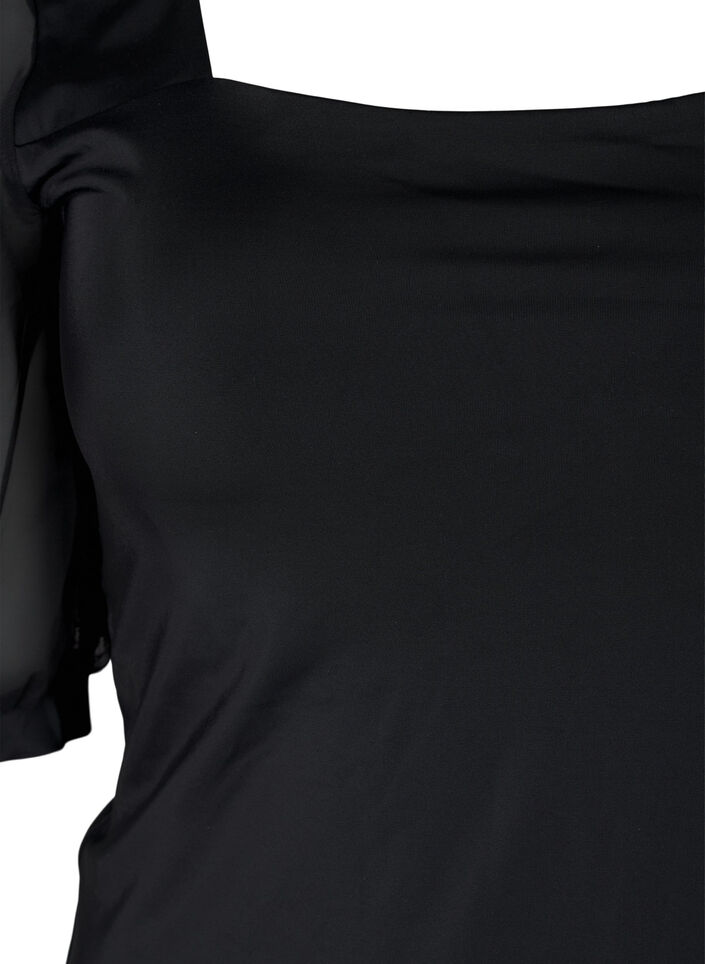 Badeanzug mit kurzen Mesh-Ärmeln, Black, Packshot image number 2