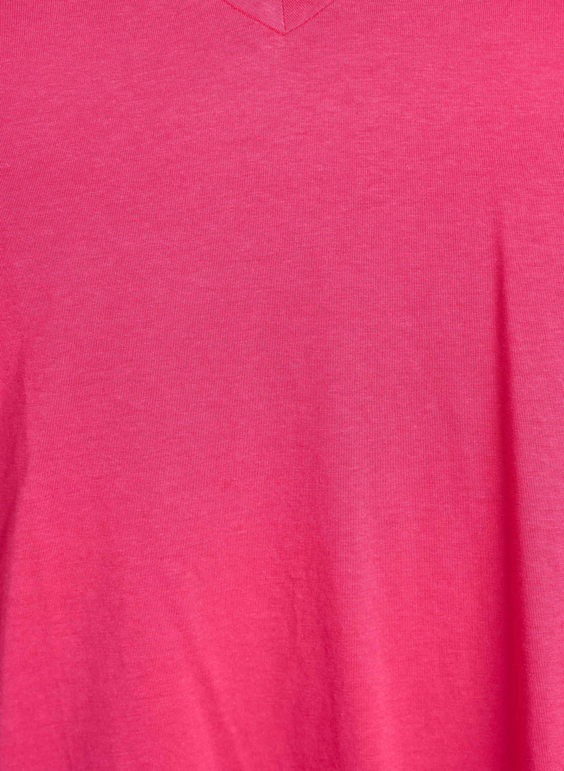 Zizzi Kurz&auml;rmeliges T-Shirt mit V-Ausschnitt, Pink, Packshot image number 2