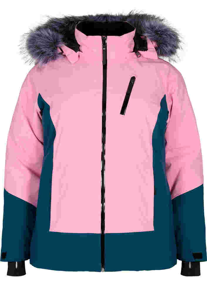 Skijacke mit abnehmbarer Kapuze, Sea Pink Comb, Packshot image number 0