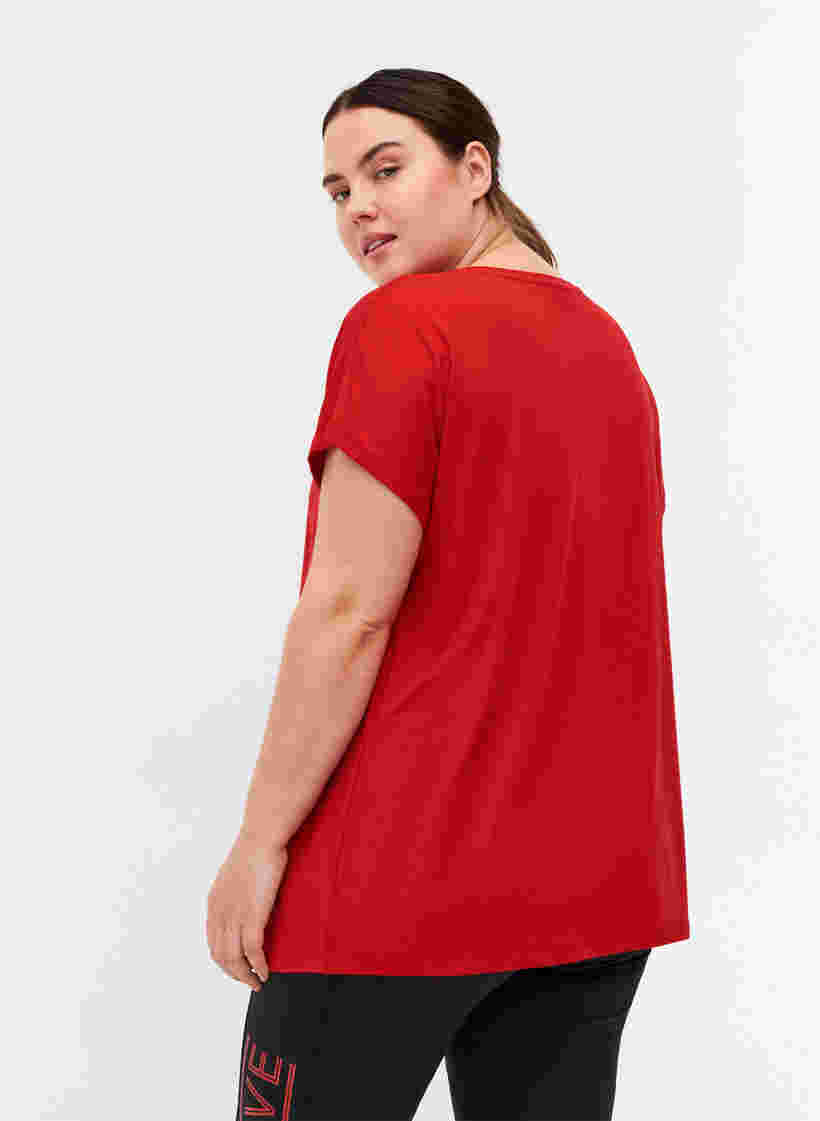 Einfarbiges Trainings-T-Shirt., Haute Red, Model image number 1