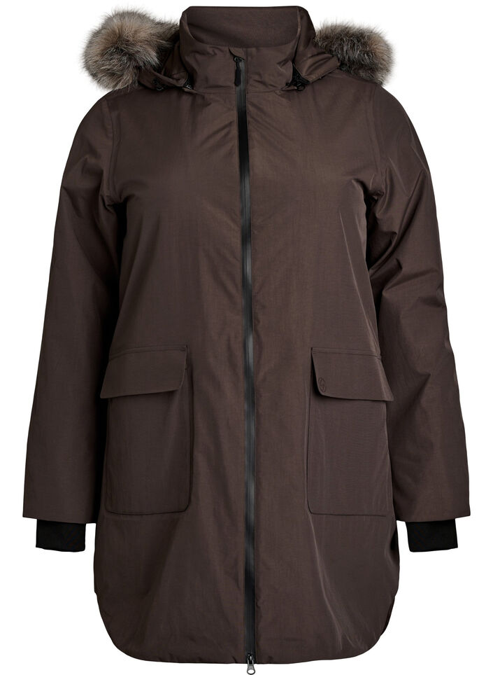 Wasserdichter Parka mit Kapuze, Braun, Packshot image number 0