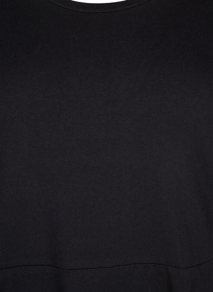 Einfarbiges Baumwollkleid mit kurzen Ärmeln, Black Solid, Packshot image number 2